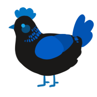 A sable and ultramarine chicken with a neck-band pattern