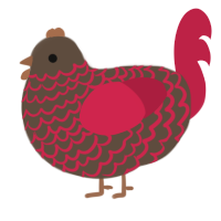 A bark and crimson chicken with a lace pattern
