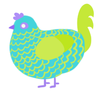 A aqua and lime chicken with a lace pattern