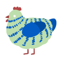 A gluppy and ultramarine chicken with a bar pattern