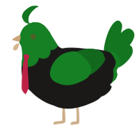 billie joe, a sable and leaf chicken with a head pattern