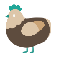 Daisy, a bark and beige chicken with a head pattern