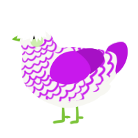glowstick, a white and amethyst chicken with a lace pattern