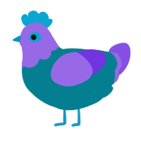 A sea and blurple chicken with a head pattern