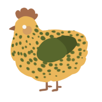 Garlic Bread, a honey and olive chicken with a speckle pattern