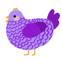 Mariposa, a lilac and violet chicken with a lace pattern