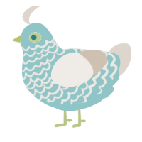 A aqua and beige chicken with a lace pattern