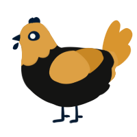 (unnamed), a black and orange chicken with a head pattern