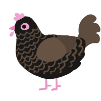 A sable and bark chicken with a lace pattern
