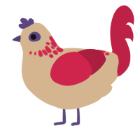 cherry cheesecake, a beige and crimson chicken with a neck-speckle pattern