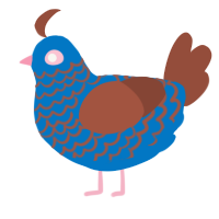 lapis, a sapphire and russet chicken with a lace pattern
