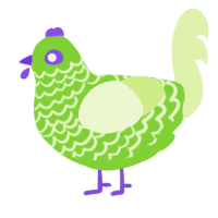 A grass and apple chicken with a lace pattern