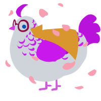 Solar, a mist and amethyst chicken with a half-lace pattern