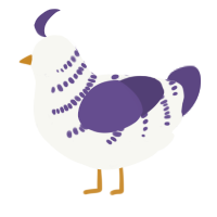 tiger, a white and overcast chicken with a half-bar pattern