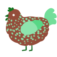 Greta, a russet and spring chicken with a speckle pattern