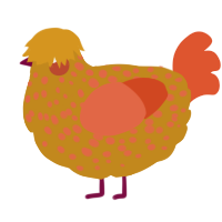 (unnamed), a ochre and vermilion chicken with a speckle pattern