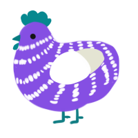 (unnamed), a blurple and white chicken with a bar pattern