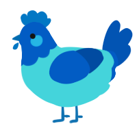 (unnamed), a aqua and ultramarine chicken with a head pattern