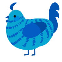 400, a cerulean and ultramarine chicken with a bar pattern
