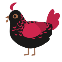 Shadow The Hedgehog, a sable and crimson chicken with a half-lace pattern
