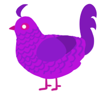 A amethyst and violet chicken with a lace pattern