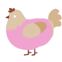 A pink and beige chicken with a head pattern