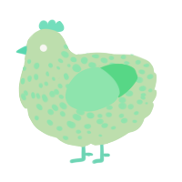 A gluppy and spring chicken with a speckle pattern