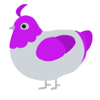 A mist and amethyst chicken with a head pattern