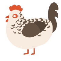 Latte, a cream and bark chicken with a half-lace pattern