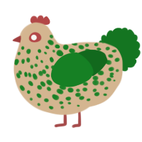 A beige and leaf chicken with a speckle pattern