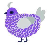 A blurple and silver chicken with a lace pattern