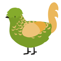 Mango, a chartreuse and honey chicken with a half-lace pattern