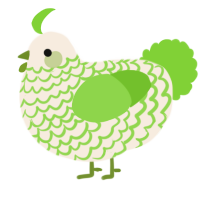 pretty, a cream and grass chicken with a lace pattern