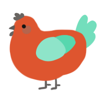 Persimmon, a vermilion and mint chicken