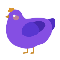 Blurpie, a blurple and indigo chicken