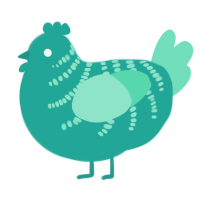 (unnamed), a turquoise and mint chicken with a half-bar pattern