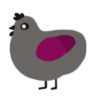 emo, a grey and wine chicken