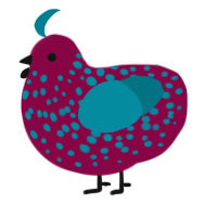 A maroon and sea chicken with a speckle pattern