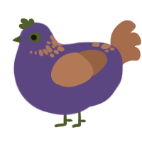 Loam, a overcast and brown chicken with a neck-speckle pattern