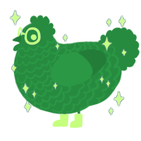 A viridian chicken with a lace pattern