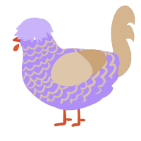 Pompomlicorish, a lilac and beige chicken with a lace pattern