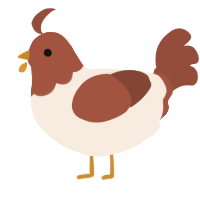 chocolate brownie, a cream and russet chicken with a head pattern