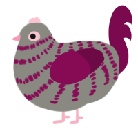 A ash and wine chicken with a bar pattern