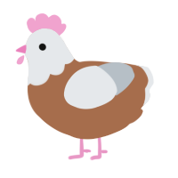 Pellet, a brown and mist chicken with a head pattern