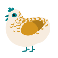A cream and ochre chicken with a half-lace pattern