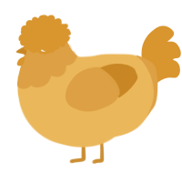 A honey and orange chicken with a head pattern