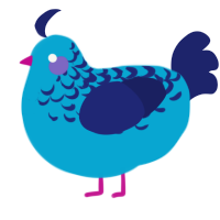 (unnamed), a cerulean and navy chicken with a half-lace pattern