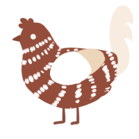 Gingerbread, a russet and cream chicken with a bar pattern