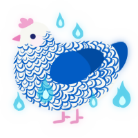 Razelain, a white and ultramarine chicken with a double-lace pattern