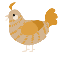 Cracker, a beige and orange chicken with a bar pattern